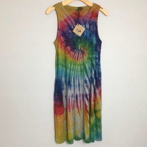 M tie dye DRESS with pockets rainbow SPIRAL tank